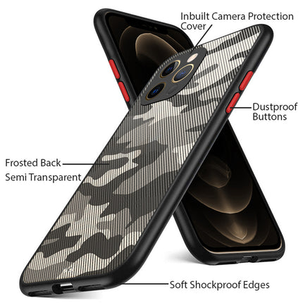 Camouflage Paper Thin Back Cover For Apple iPhone 12 Pro Max (6.7) , Super Slim Matte Translucent Full Protection Back Case (Black) - Mobizang
