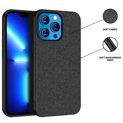Kapa Soft Fabric Hybrid Protective Back Case Cover for Apple iPhone 14 Pro (Black) - Mobizang