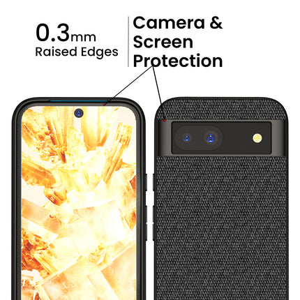 Kapa Soft Full Fabric Protective Back Case Cover for Google Pixel 8A | Shockproof Slim Hard Anti Slip Back Case (Black)