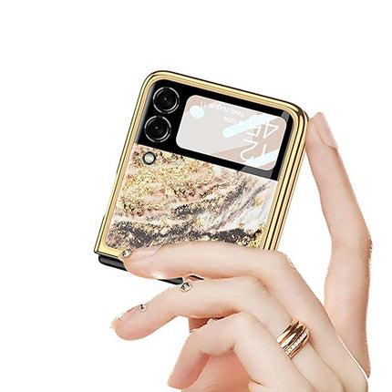 Kapa 9H Glass Back Case for Samsung Galaxy Z Flip3 / Z Flip 3 ,Ultra Thin Full Body Protection Folding Hard Back Cover, Design 4