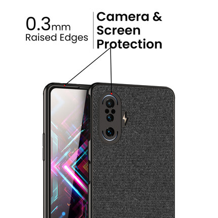 Soft Full Fabric Protective Back Case Cover for Poco F3 GT (Black) - Mobizang