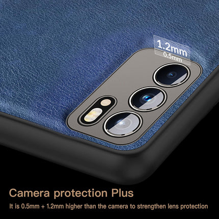 Tux Back Case For Oppo Reno 6 Pro (5G) , Slim Leather Case with Soft Edge Shockproof Back Cover (Blue)