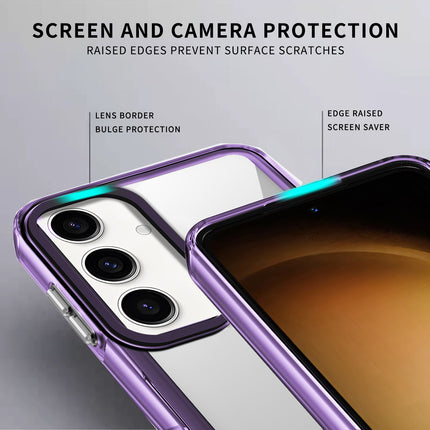 Kapa Warrior Acrylic Clear Back Cover For Samsung Galaxy S24 PLUS | Slim Shockproof [Military Grade Protection] Hybrid Bumper Case (Purple Sides)