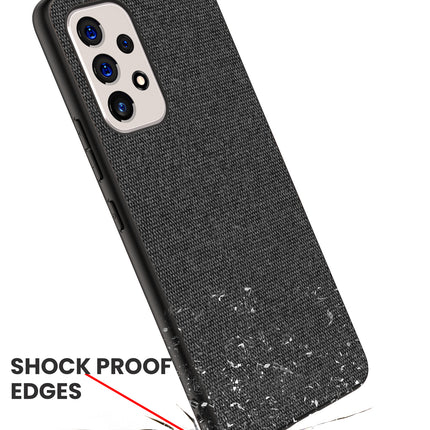 Soft Fabric Hybrid for Samsung Galaxy A53 (5G) Back Cover, Shockproof Protection Slim Hard Back Case (Black)