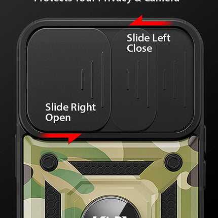 Tank Back Cover for Redmi Note 10 Pro / Note 10 Pro Max , Inbuilt Ring + Slider [Military Grade Protection] Shockproof Lens Protection Case (Green)