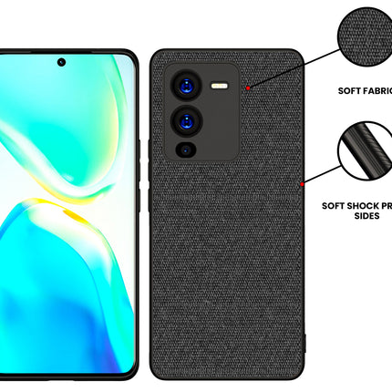 Kapa Soft Full Fabric Protective Back Case Cover for Vivo V25 PRO (5G) (Black)