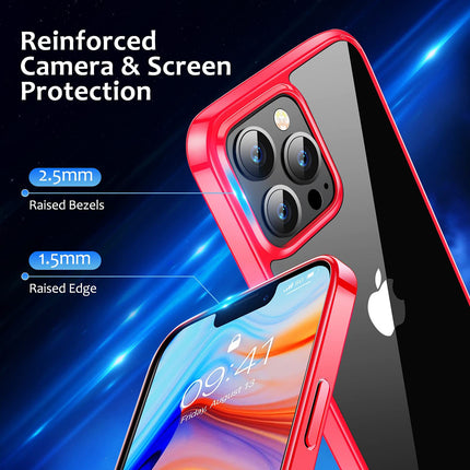 Hawkeye Clear Back Cover for Apple iPhone 13 PRO MAX (6.7 inch) , Camera Lens Protector Shockproof Slim Clear Case Cover (Red)