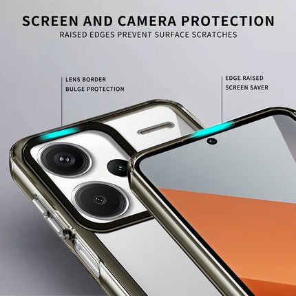 Kapa Warrior Acrylic Clear Back Cover For Redmi Note 13 PRO PLUS | Slim Shockproof [Military Grade Protection] Hybrid Bumper Case (Grey Sides)