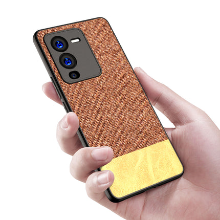 Kapa Soft Fabric & Leather Hybrid Protective Case Cover for Vivo V25 PRO (5G) (Brown)