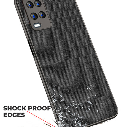 Soft Fabric Hybrid for Oppo A54 (4G) Back Cover, Shockproof Protection Slim Hard Back Case (Black)