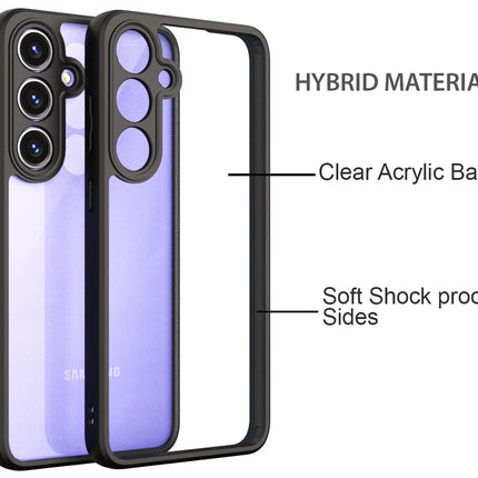 Kapa Hawkeye Clear Back Cover for Samsung Galaxy S24 | Camera Lens Protector Shockproof Slim Clear Case Cover (Black Sides)