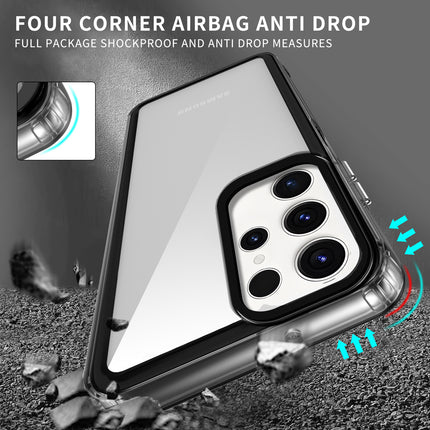 Kapa Warrior Acrylic Clear Back Cover For Samsung Galaxy S23 Ultra | Slim Shockproof [Military Grade Protection] Hybrid Bumper Case (Grey Sides) - Mobizang
