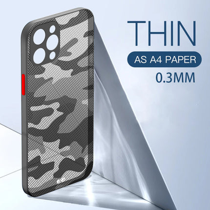 Camouflage Paper Thin Back Cover For Apple iPhone 12 Pro Max (6.7) , Super Slim Matte Translucent Full Protection Back Case (Black) - Mobizang