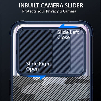 Camo Slider Back Cover for Mi 10T / Mi 10T PRO , [Military Grade Protection] Shockproof Slim Clear Camera Shield Bumper Back Case (Blue)