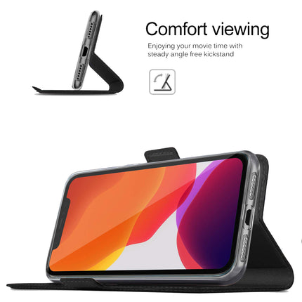 Noble Slim Magnetic & Card Holder Stand Leather Flip Case Cover for Apple iPhone 13 Pro Max (6.7) (Black)