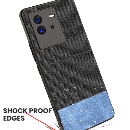 Kapa Soft Fabric & Leather Hybrid Protective Case Cover for Vivo IQOO Neo 6 (5G) (Black,Blue)