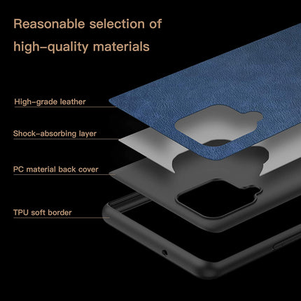 Tux Back Case for Samsung Galaxy A12 / F12 / M12 , Slim Leather Case with Soft Edge Shockproof Back Cover (Blue) - Mobizang