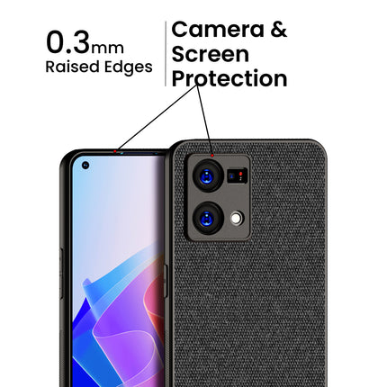 Soft Fabric Hybrid Protective Back Case Cover for Oppo F21 PRO (4G) (Black)