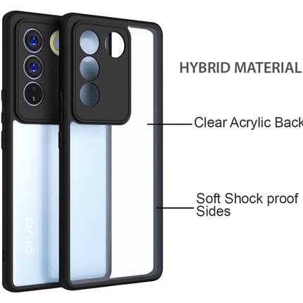 Kapa Hawkeye Clear Back Cover for Vivo V27 (5G) / Vivo V27 Pro (5G) | Camera Lens Protector Shockproof Slim Clear Case Cover (Black Sides)