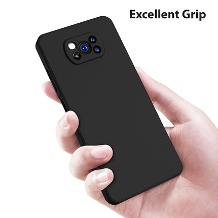 Matte Lens Protective Back Cover for Poco X3 Pro / Poco X3 , Slim Silicone with Soft Lining Shockproof Flexible Full Body Bumper Case , Black - Mobizang