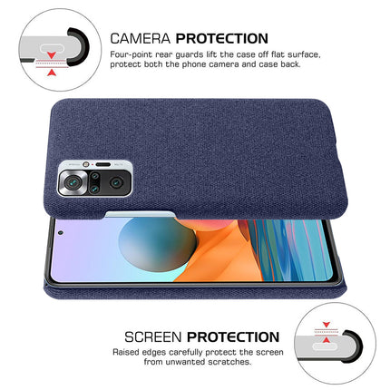 Woven Soft Fabric Case for Redmi Note 10 Pro / Note 10 Pro Max Back Cover, Shock Protection Slim Hard Anti Slip Back Cover (Blue)