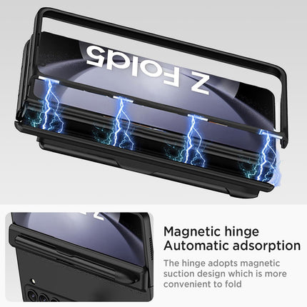 Kapa Magnetic Hinge Case for Samsung Galaxy Z Fold 5 | Inbuilt S-Pen Holder Stand Hybrid Back Cover (Black) - Mobizang