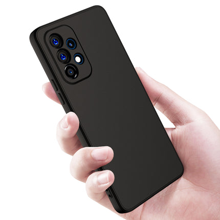 Matte Lens Protective Back Cover for Samsung Galaxy A53 (5G), Slim Silicone with Soft Lining Shockproof Flexible Full Body Bumper Case (Black) - Mobizang