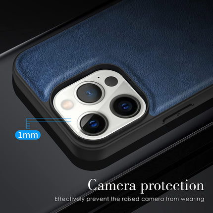 Tux Back Case for Apple iPhone 13 Pro Max , Slim Leather Case with Soft Edge Shockproof Back Cover (Black,Blue)
