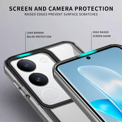 Kapa Warrior Acrylic Clear Back Cover For Vivo V29 (5G) / Vivo V29 Pro (5G) | Slim Shockproof [Military Grade Protection] Hybrid Bumper Case (Transparent Sides) - Mobizang