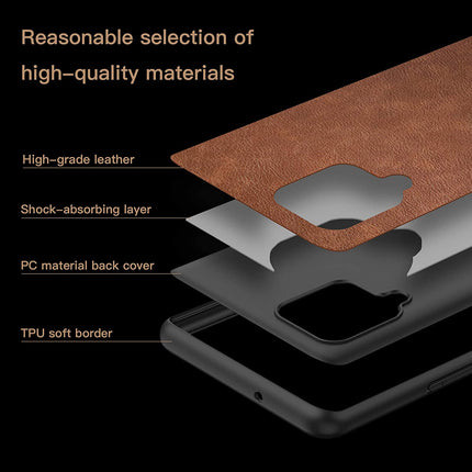 Tux Back Case for Samsung Galaxy M12 / F12 , Slim Leather Case with Soft Edge Shockproof Back Cover (Brown)
