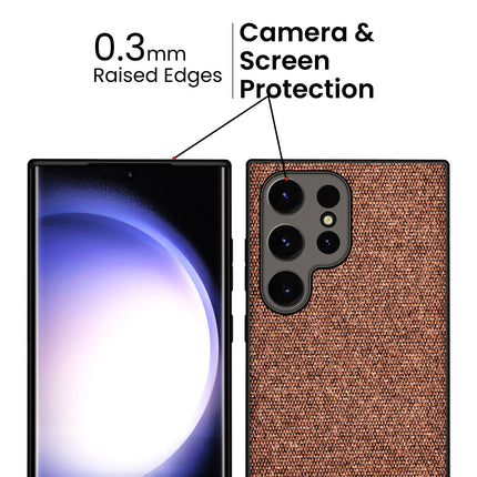 Kapa Soft Fabric & Leather Hybrid Protective Back Cover for Samsung Galaxy S24 ULTRA | Shockproof Slim Hard Anti Slip Back Case (Brown)