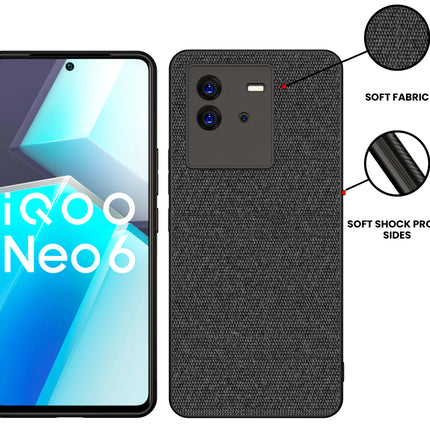 Kapa Soft Full Fabric Protective Back Case Cover for Vivo IQOO Neo 6 (5G) (Black)
