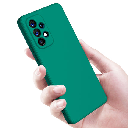 Matte Lens Protective Back Cover for Samsung Galaxy A73 (5G), Slim Silicone with Soft Lining Shockproof Flexible Full Body Bumper Case (Green) - Mobizang