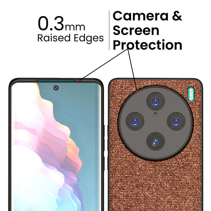 Kapa Soft Fabric & Leather Hybrid Protective Back Cover for Vivo X100 Pro | Shockproof Slim Hard Anti Slip Back Case (Brown)