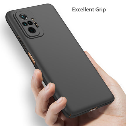 Silk Smooth Finish [Full Coverage] All Sides Protection Slim Back Cover For Xiaomi Redmi Note 10 Pro /  Note 10 Pro Max (Black) - Mobizang