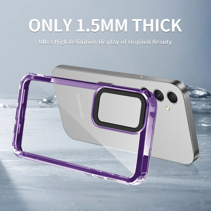 Kapa Warrior Acrylic Clear Back Cover For Samsung Galaxy A25 | Slim Shockproof [Military Grade Protection] Hybrid Bumper Case (Purple Sides)