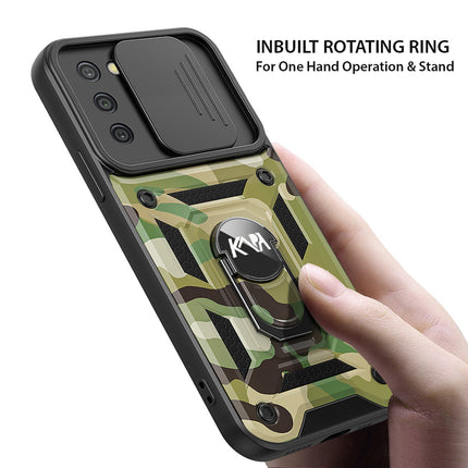 Tank Back Cover for Samsung Galaxy S20 FE , Inbuilt Ring & Slider [Military Grade Protection] Shockproof Lens Protection Case (Green)