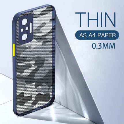 Camouflage Paper Thin Back Cover For Xiaomi Redmi Note 10 Pro /  Note 10 Pro Max , Super Slim Matte Translucent Full Protection Back Case (Blue)