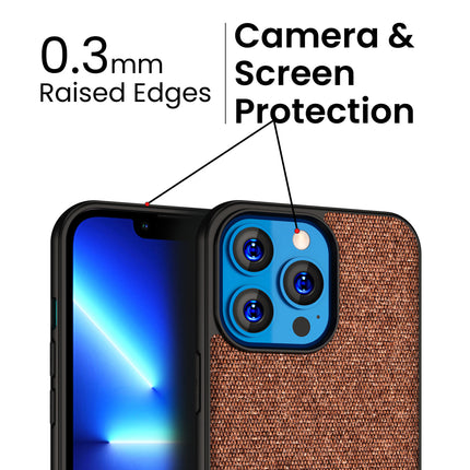 Kapa Soft Fabric & Leather Hybrid Protective Back Case Cover for Apple iPhone 14 Mini (Brown)