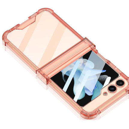 Kapa Clear Airbag With Hinge Protection Back Case for Samsung Galaxy Flip5 / Z Flip 5 | Transparent Shockproof Slim Hard Protective Cover (Orange) - Mobizang