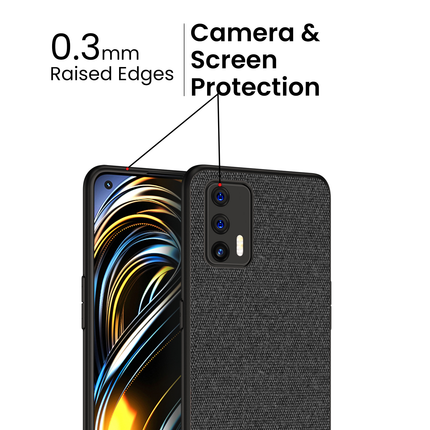 Soft Full Fabric Protective Back Case Cover for Realme X7 Max (Black)