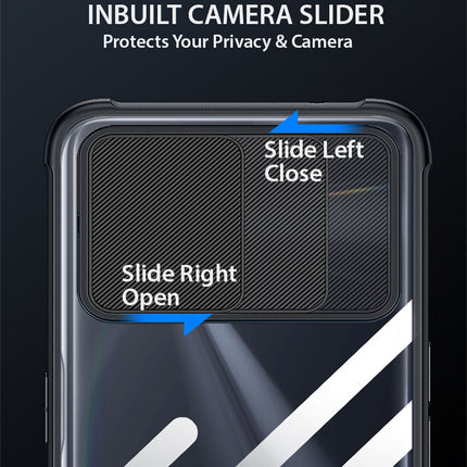 Slider Back Cover for Realme 8 Pro / Realme 8 (4G) , [Military Grade Protection] Shockproof Slim Clear Camera Shield Bumper Back Case (Black)