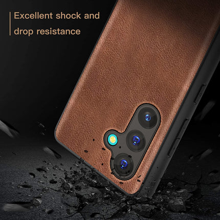 Kapa Tux Leather Back Cover for Samsung Galaxy S24 | Slim Shockproof Camera Protection Bumper Case (Brown)