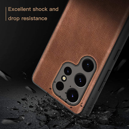 Kapa Tux Leather Back Cover for Samsung Galaxy S24 Ultra | Slim Shockproof Camera Protection Bumper Case (Brown) - Mobizang