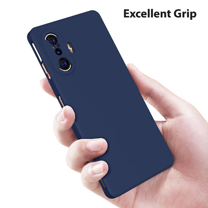 Matte Lens Protective Back Cover for Poco F3 GT , Slim Silicone with Soft Lining Shockproof Flexible Full Body Bumper Case , Blue