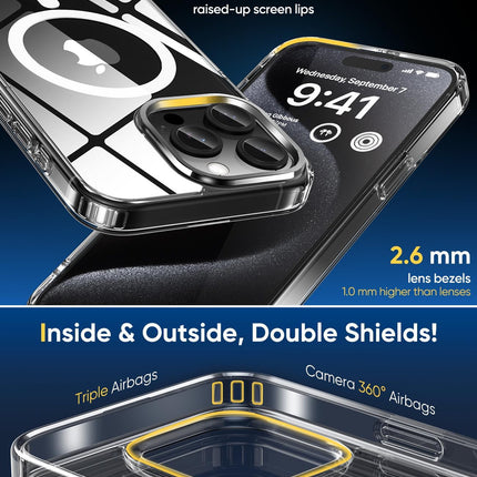Kapa Clear Magnetic Back Cover for Apple iPhone 15 Pro Max , Compatible with MagSafe | [Military Grade Protection] Shock Proof Slim Hybrid Bumper Case