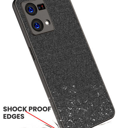 Soft Fabric Hybrid Protective Back Case Cover for Oppo F21 PRO (4G) (Black)