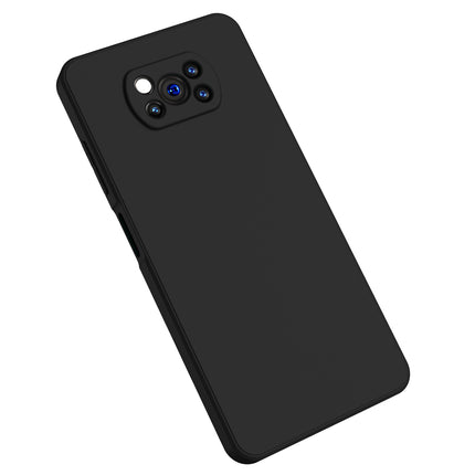 Matte Lens Protective Back Cover for Poco X3 Pro / Poco X3 , Slim Silicone with Soft Lining Shockproof Flexible Full Body Bumper Case , Black - Mobizang