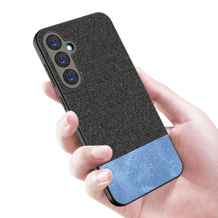 Kapa Soft Fabric & Leather Hybrid Protective Back Cover for Samsung Galaxy S23 FE | Shockproof Slim Hard Anti Slip Back Case (Black::Blue)