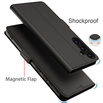 Kapa Noble Slim Magnetic Leather Flip Case Cover for Samsung Galaxy S24 | Card Holder Stand Leather Flip Wallet Case (Black) - Mobizang